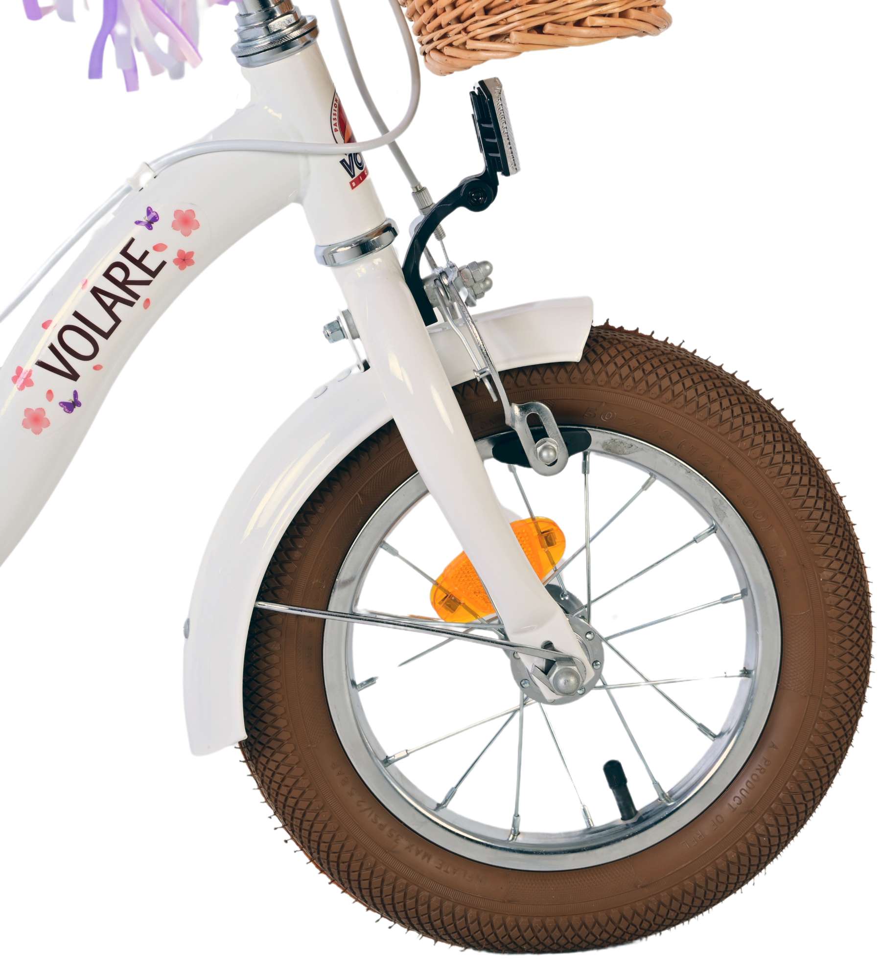 Volare bloesem kinderfiets - meisjes - 12 inch - wit - twee handremmen