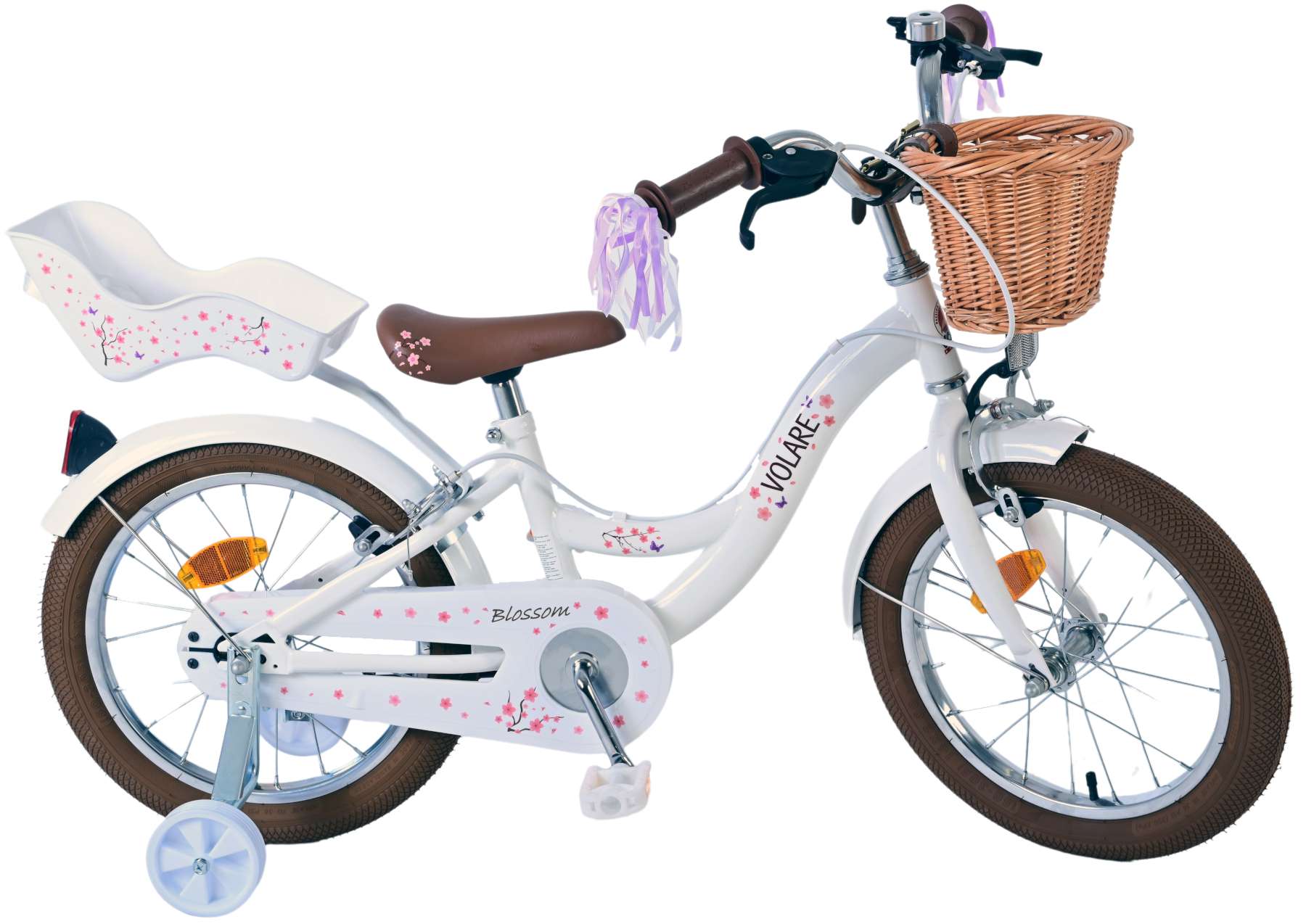Volare blossom kinderfiets - meisjes - 16 inch - wit - twee handremmen