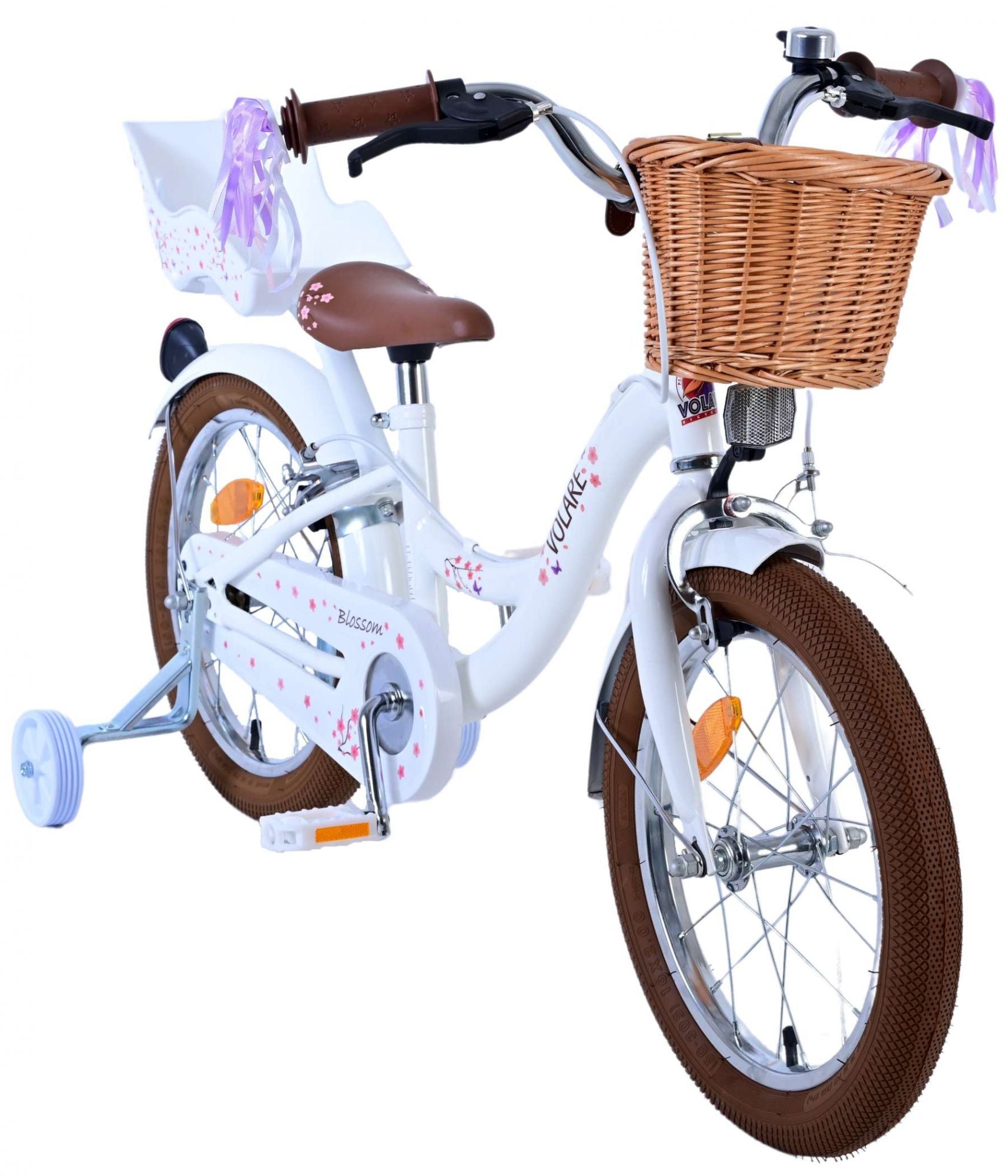 Volare bloesem kinderfiets - meisjes - 16 inch - wit - twee handremmen