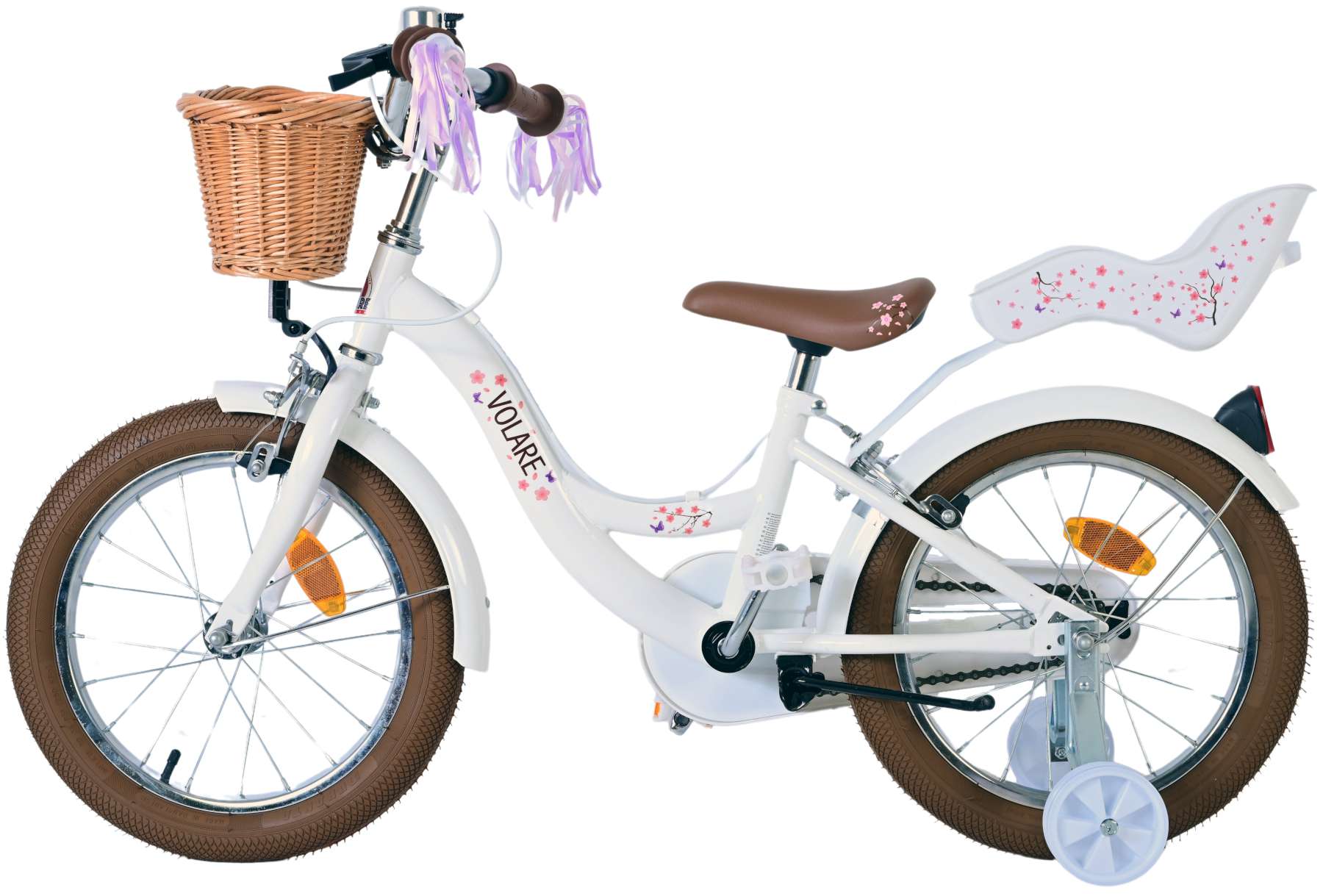 Volare bloesem kinderfiets - meisjes - 16 inch - wit - twee handremmen