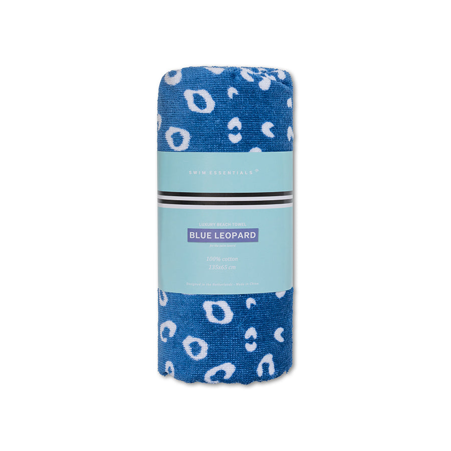 Luipaard | blauwe katoenen handdoek 135 x 65 cm