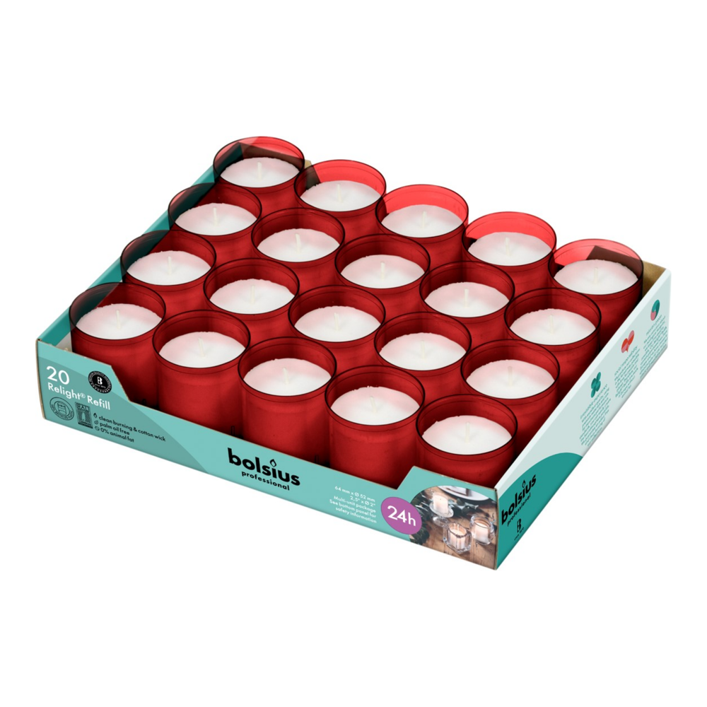 Bolsius relight navulling rood (20 stuks)