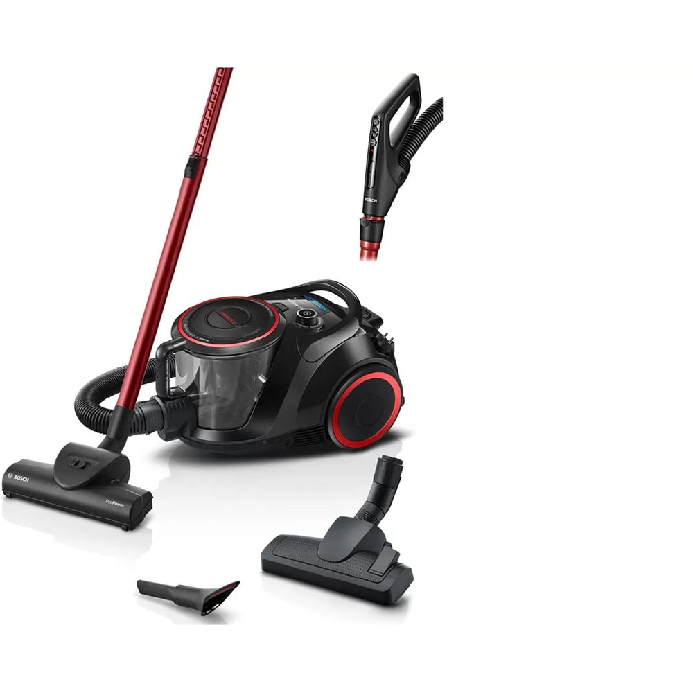 Bosch serie 6 stofzuiger zonder zak bgs41pow1 (zwart rood)