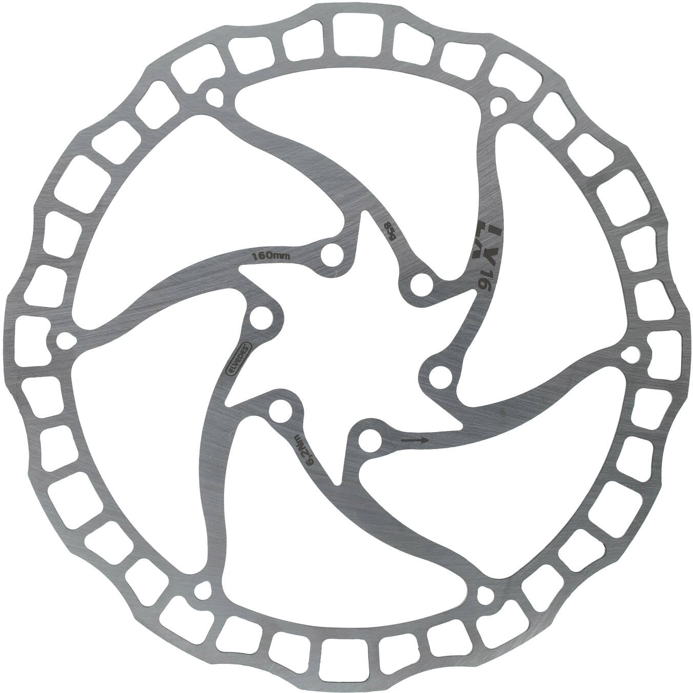 Rotor Elvedes LX16 160mm 85g 6 trous + boulons argent 2021066