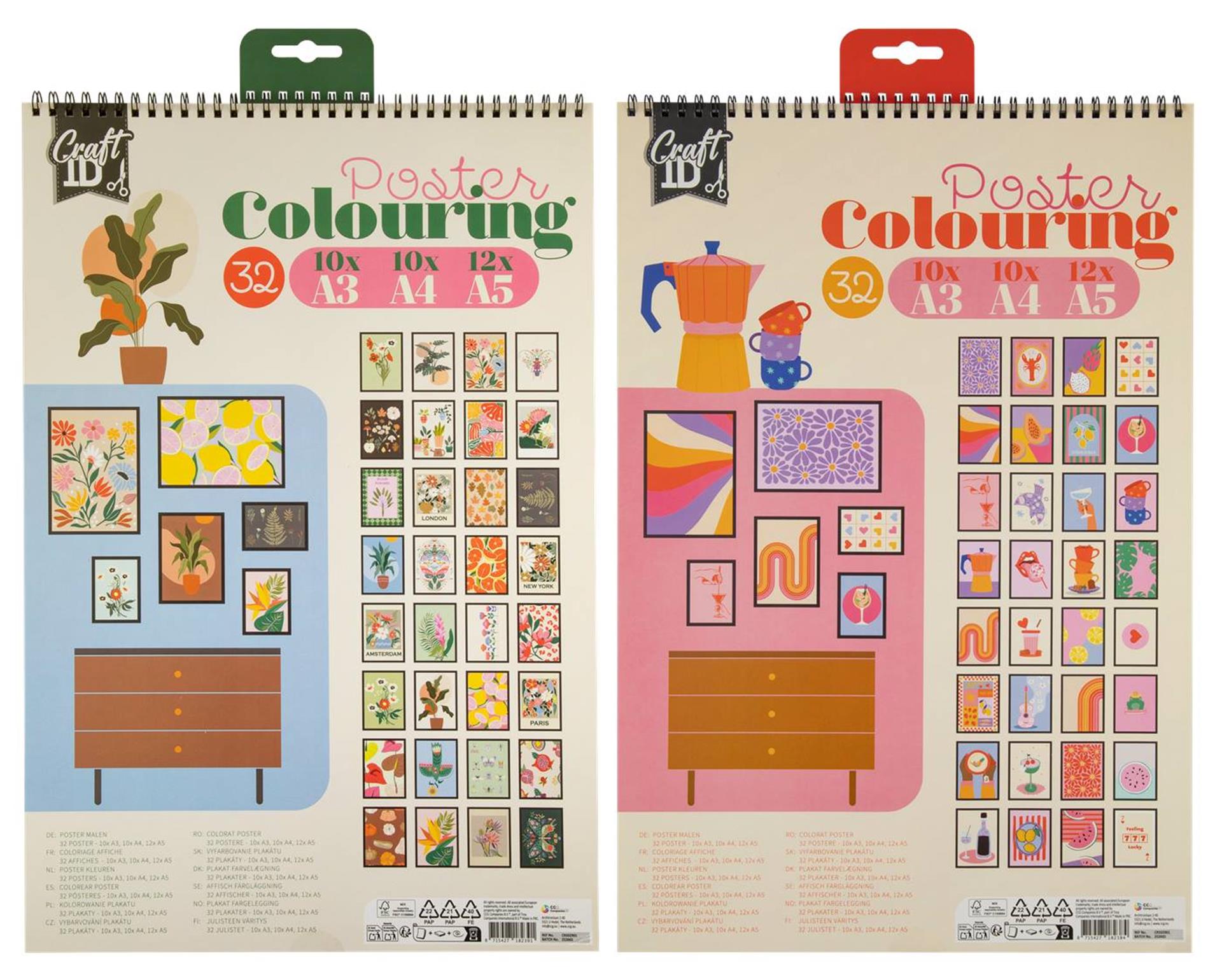 Craft id poster kleurboek op a3, a4 en a5 formaat