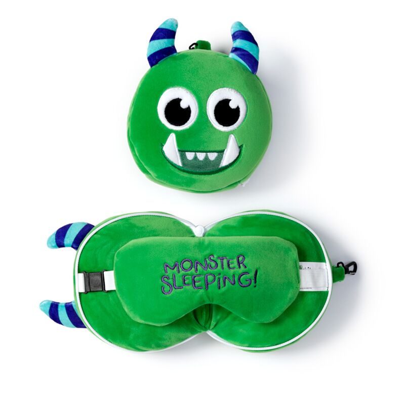 Ty relaxeazzz pluche monstarz monster rond reiskussen slaapmasker - groen