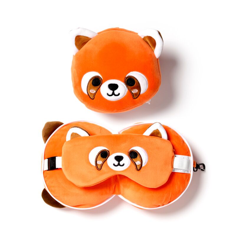 Ty relaxeazzz pluche rode panda rond reiskussen slaapmasker