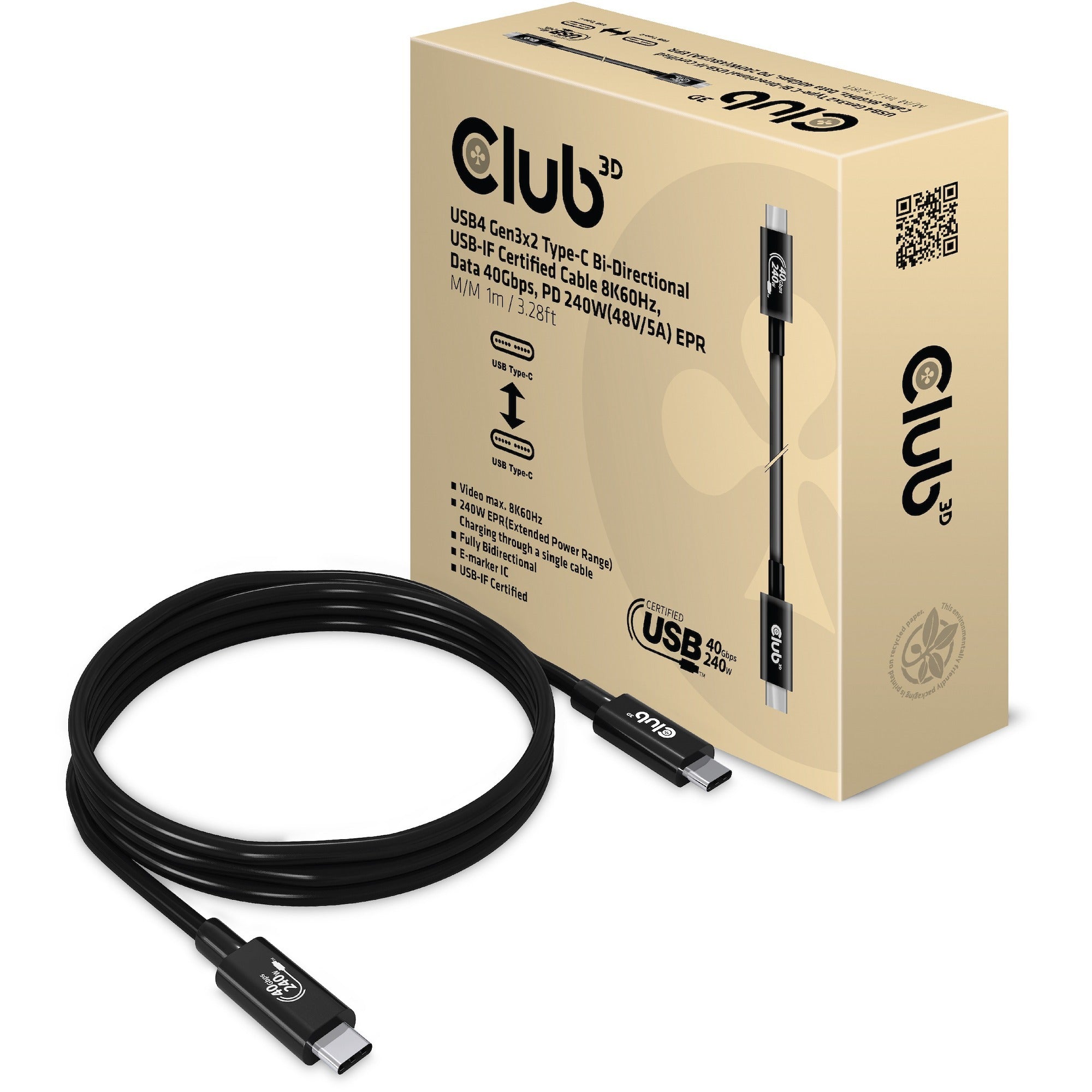 Club 3D Club 3D USB4-C Gen2x2 Bi-Directioneel