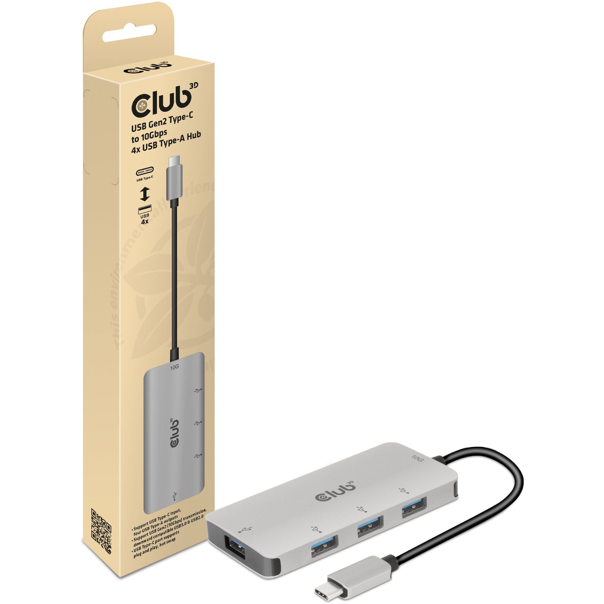 Club 3D Club 3D USB Gen2 Type-C naar 10 Gbps 4x USB Type-A Hub