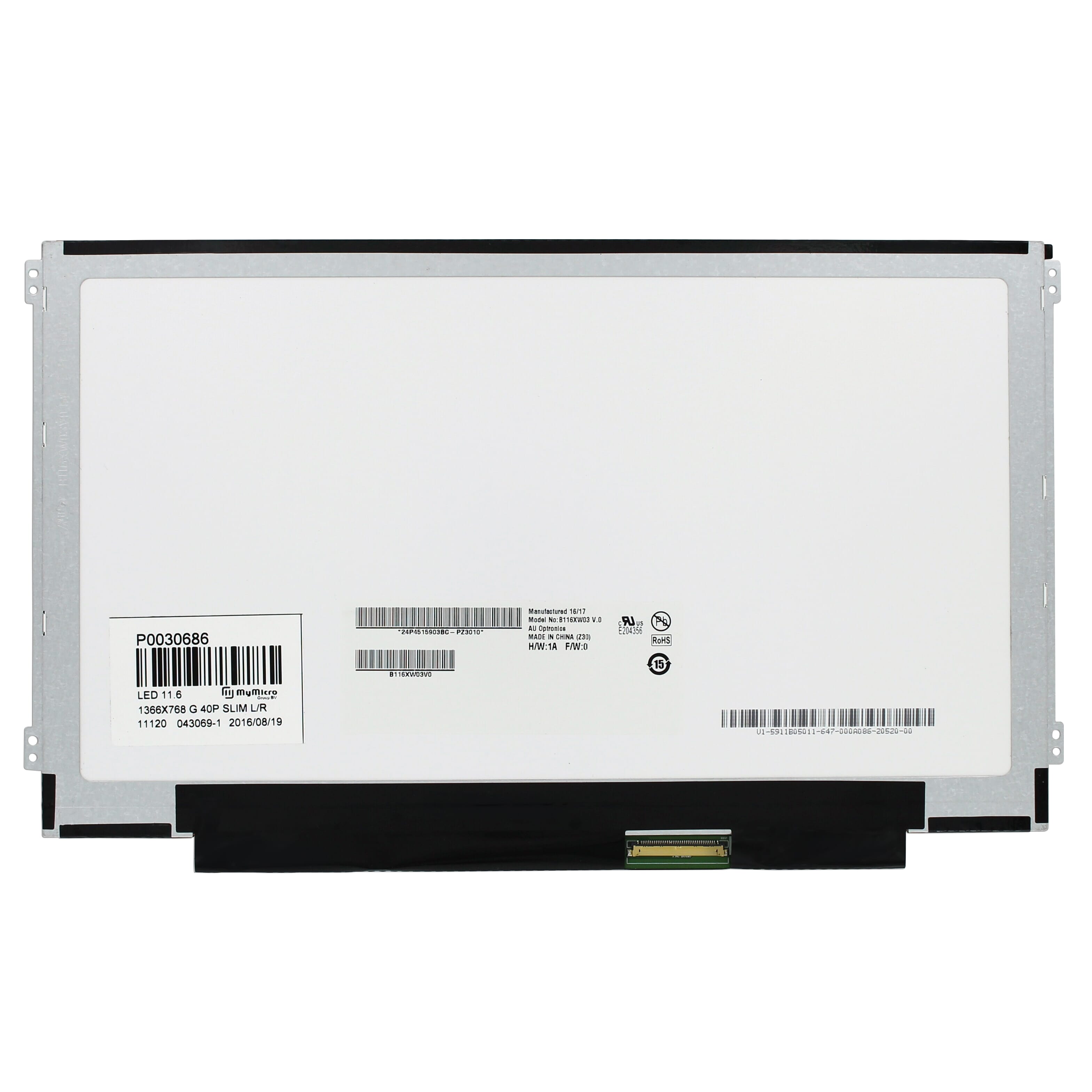 Oem 11,6 inch lcd-scherm 1366x768 glans 40pin