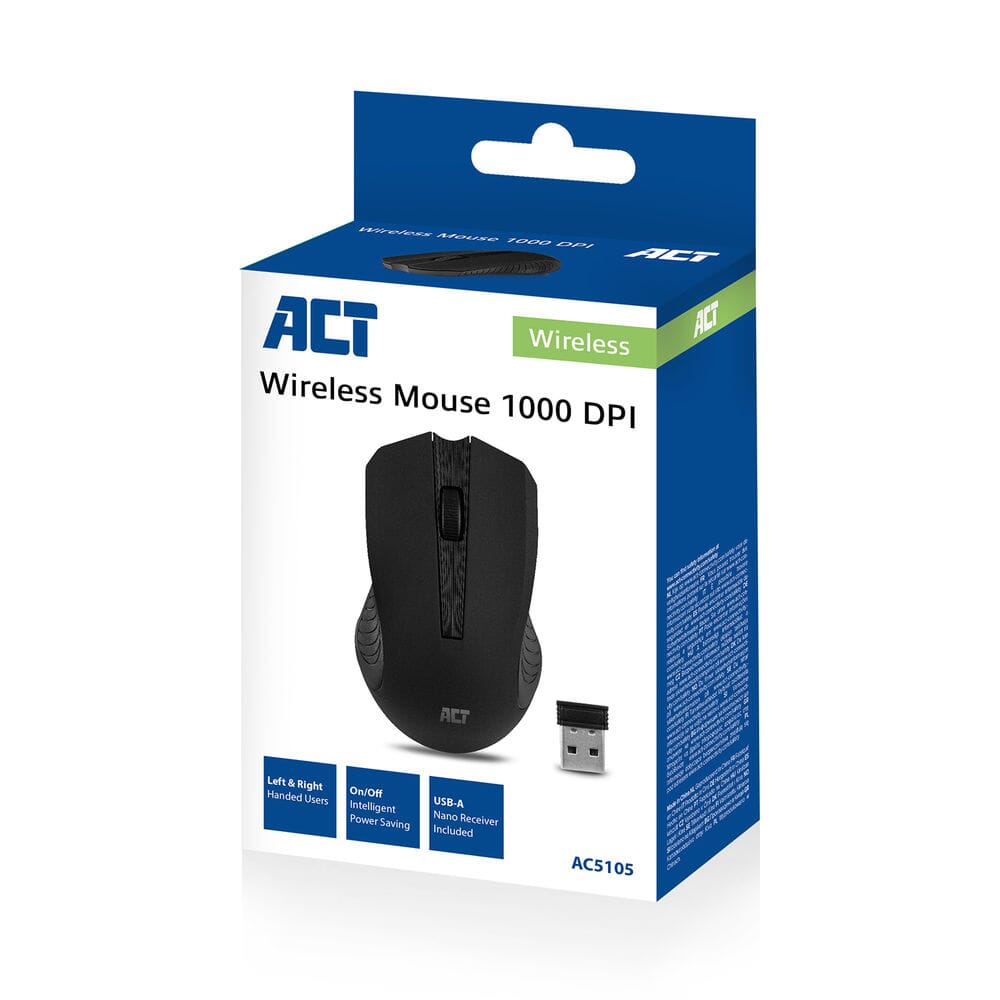 Act draadloze muis, 1000 dpi, zwart