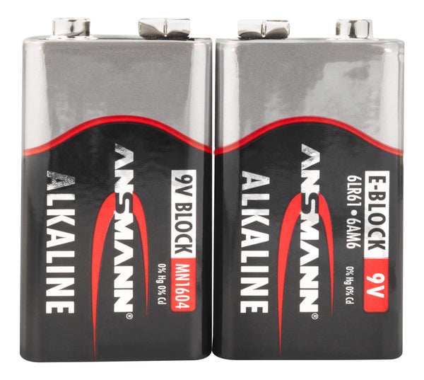 Ansmann alkaline batterij 9 volt e blok 6lr61 2 pcs. krimp