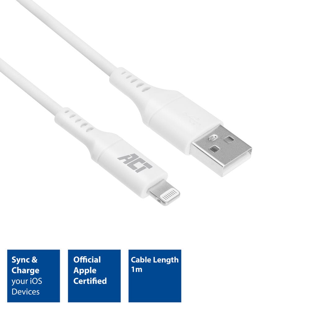Act usb a naar lightning laad- en datakabel 1m mfi gecertificeerd