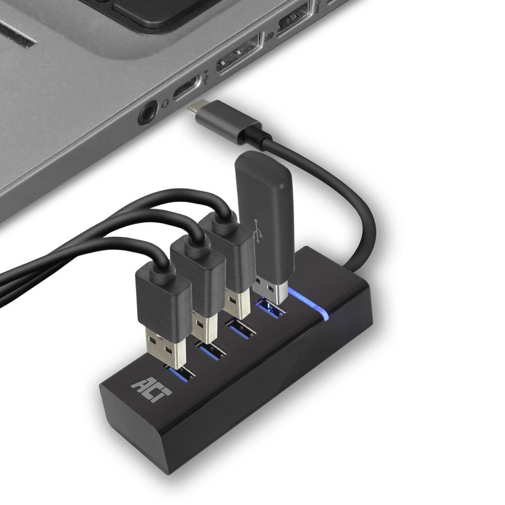 ACT Connectiviteit USB-C Hub 3.2 met 4 USB-A poorten