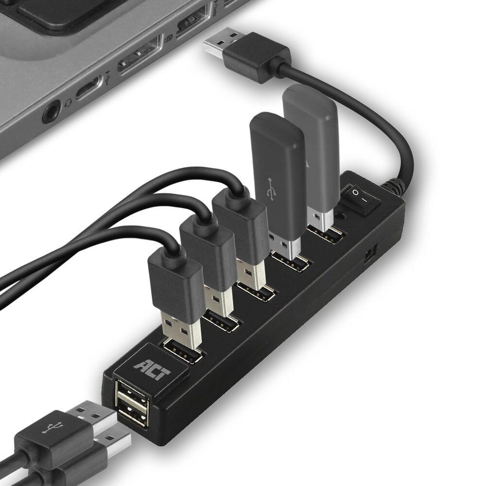 ACT Connectiviteit USB Hub 7 poort met aanen uit schakelaar
