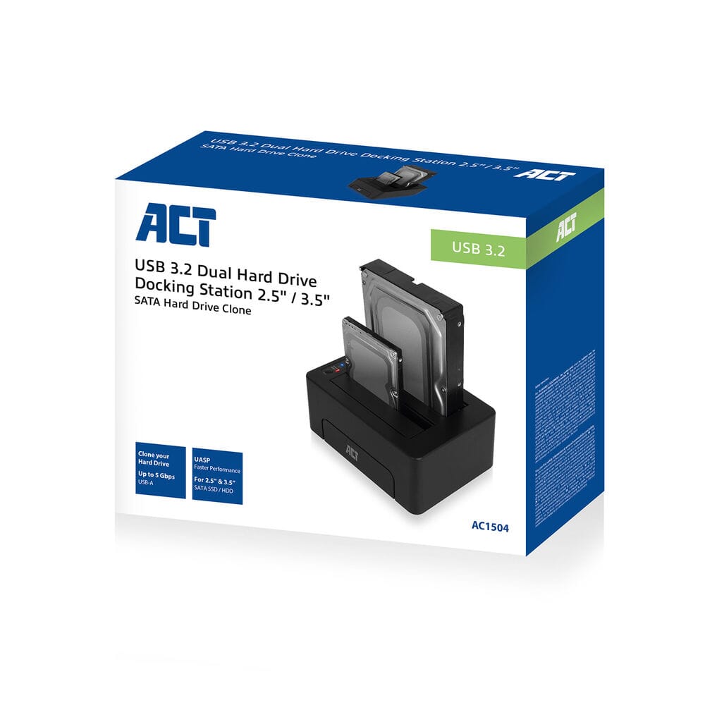 Act 2,5 en 3,5 inch sata dubbele harde schijf dock usb 3.2 gen1
