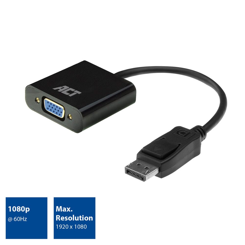 Act displayport naar vga vrouwelijke adapter, zakje met ritssluiting