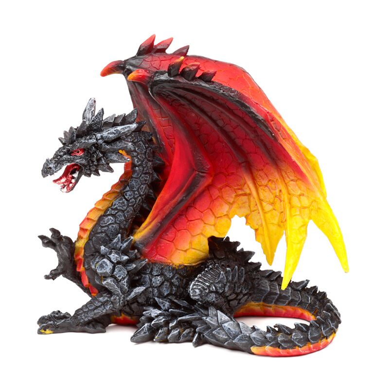 Dark legends beschermer van de nacht obsidiaan vuur draak 21cm