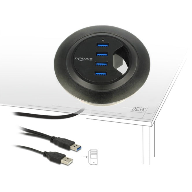 DeLOCK DeLOCK In-Desk Hub 4-poorts USB 3.0