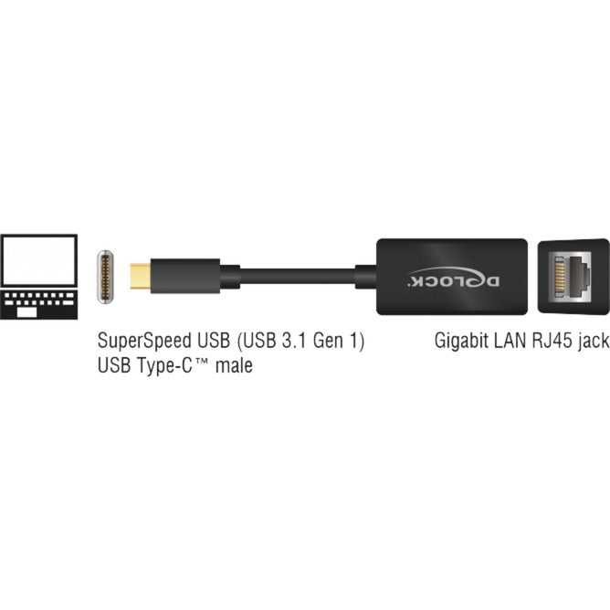DeLOCK DeLOCK SuperSpeed USB-C (USB 3.1 Gen 1) mannelijk > Gigabit LA