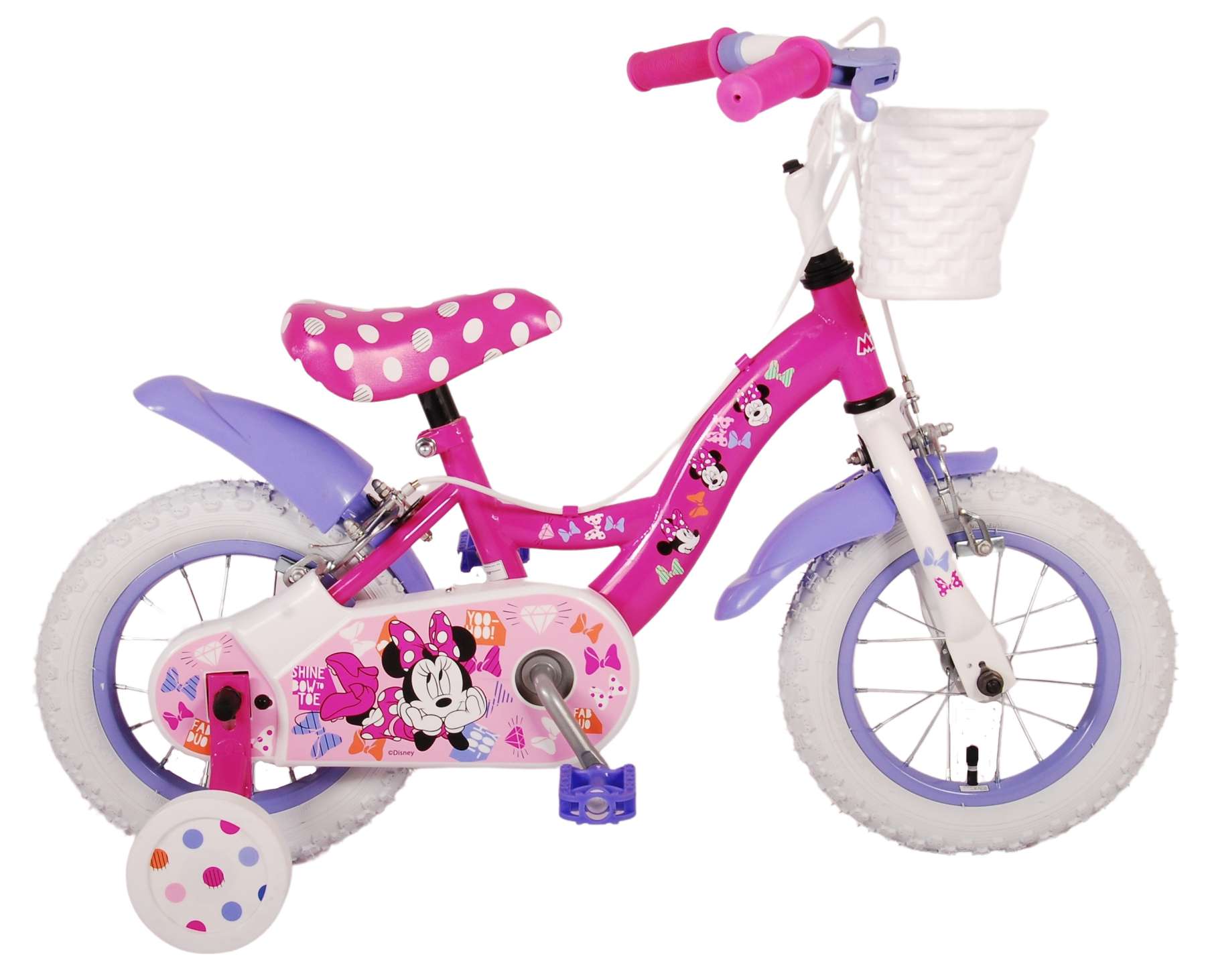 Disney Minnie schattigste ooit! Kinderfiets - Meisjes - 12 inch - Roze - Twee handremmen