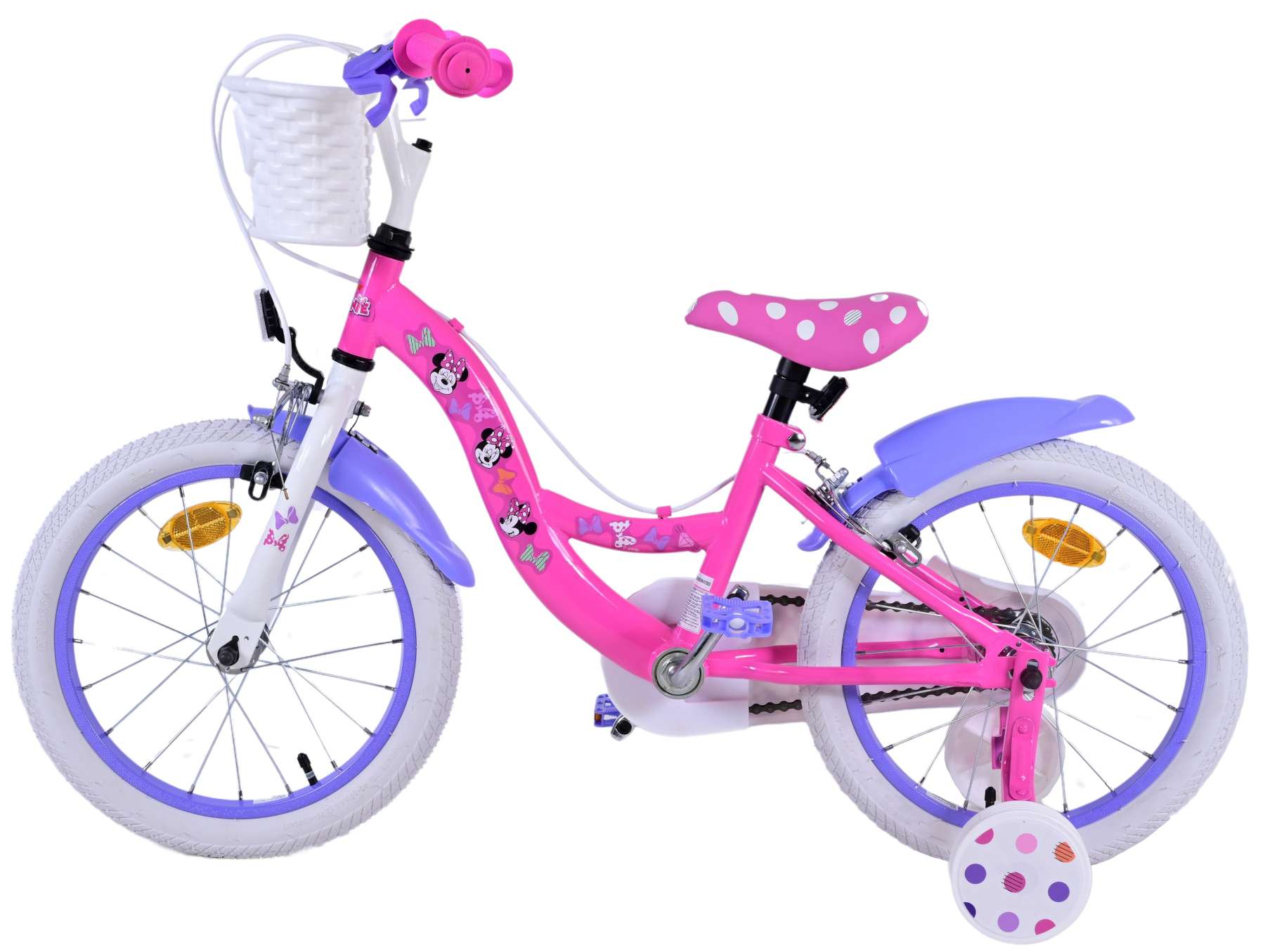 Disney minnie kinderfiets - meisjes - 16 inch - roze - twee handremmen