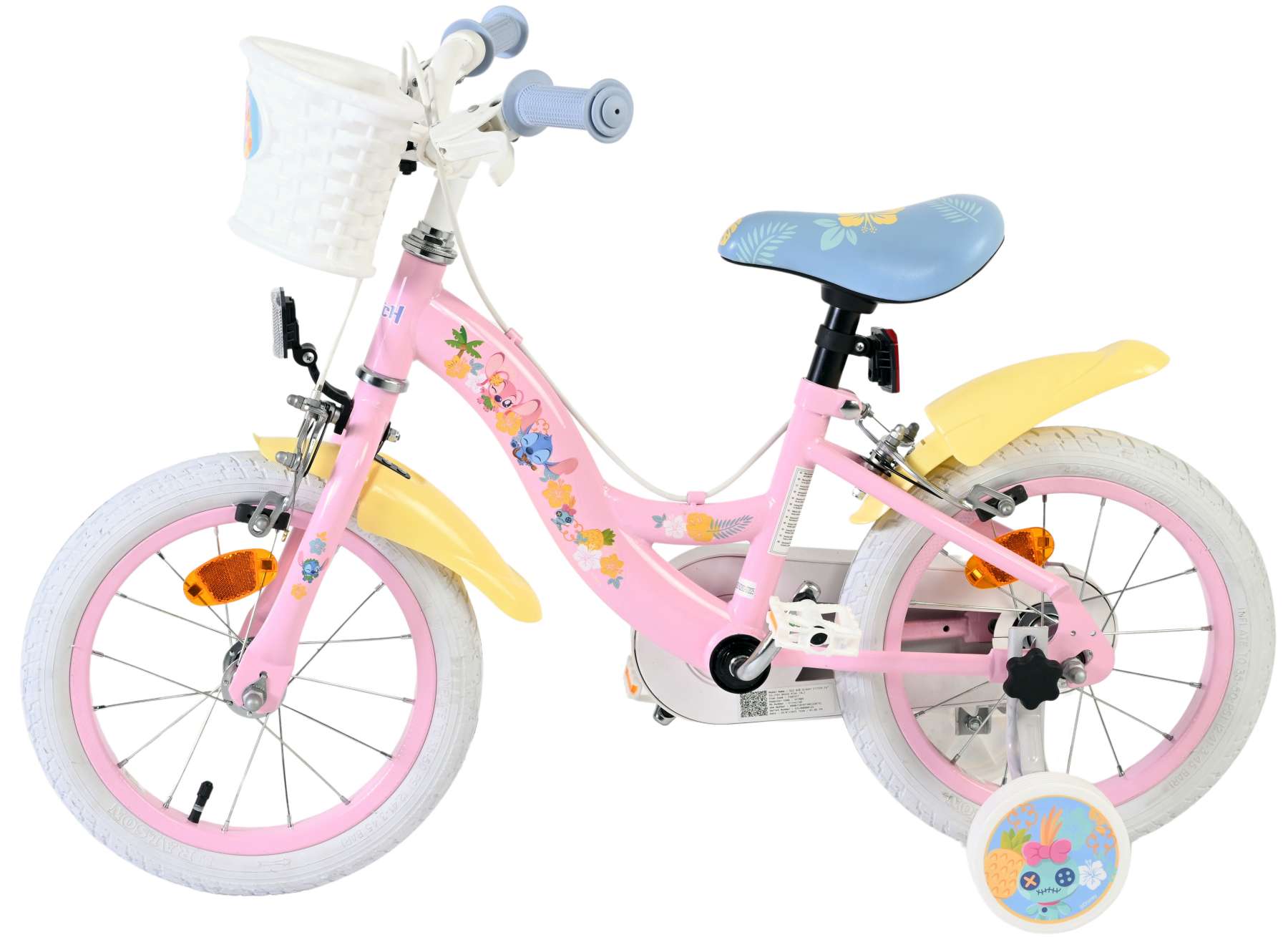 Stich disney stitch kinderfiets - meisjes - 14 inch - roze - twee handremmen
