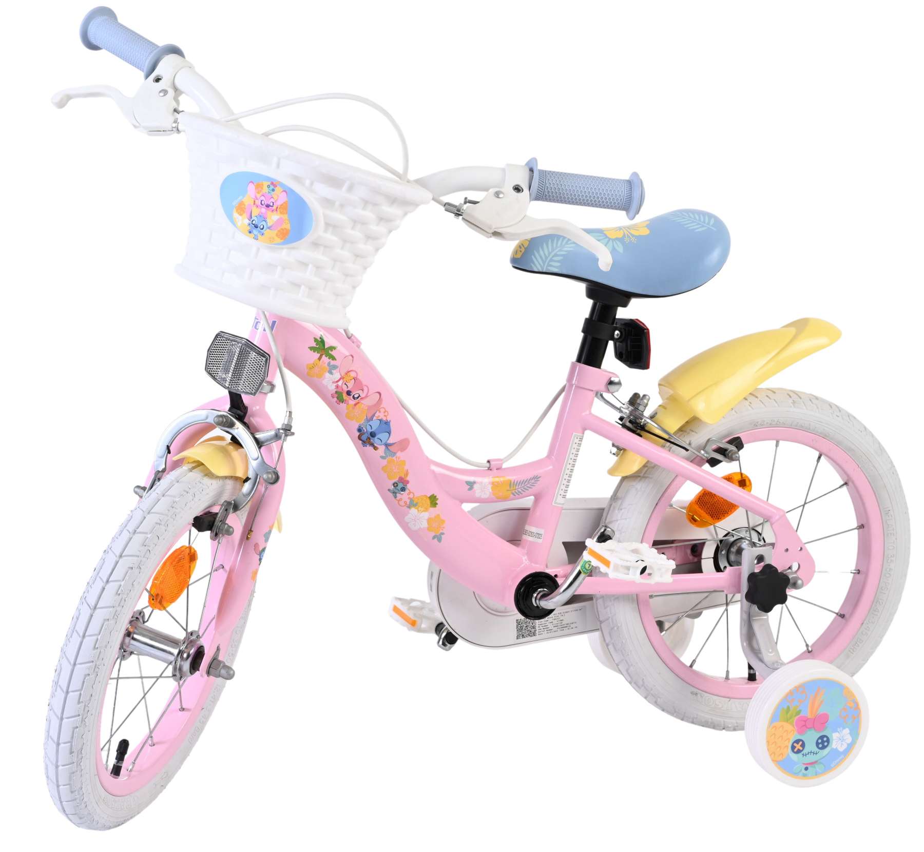 Stich disney stitch kinderfiets - meisjes - 14 inch - roze - twee handremmen