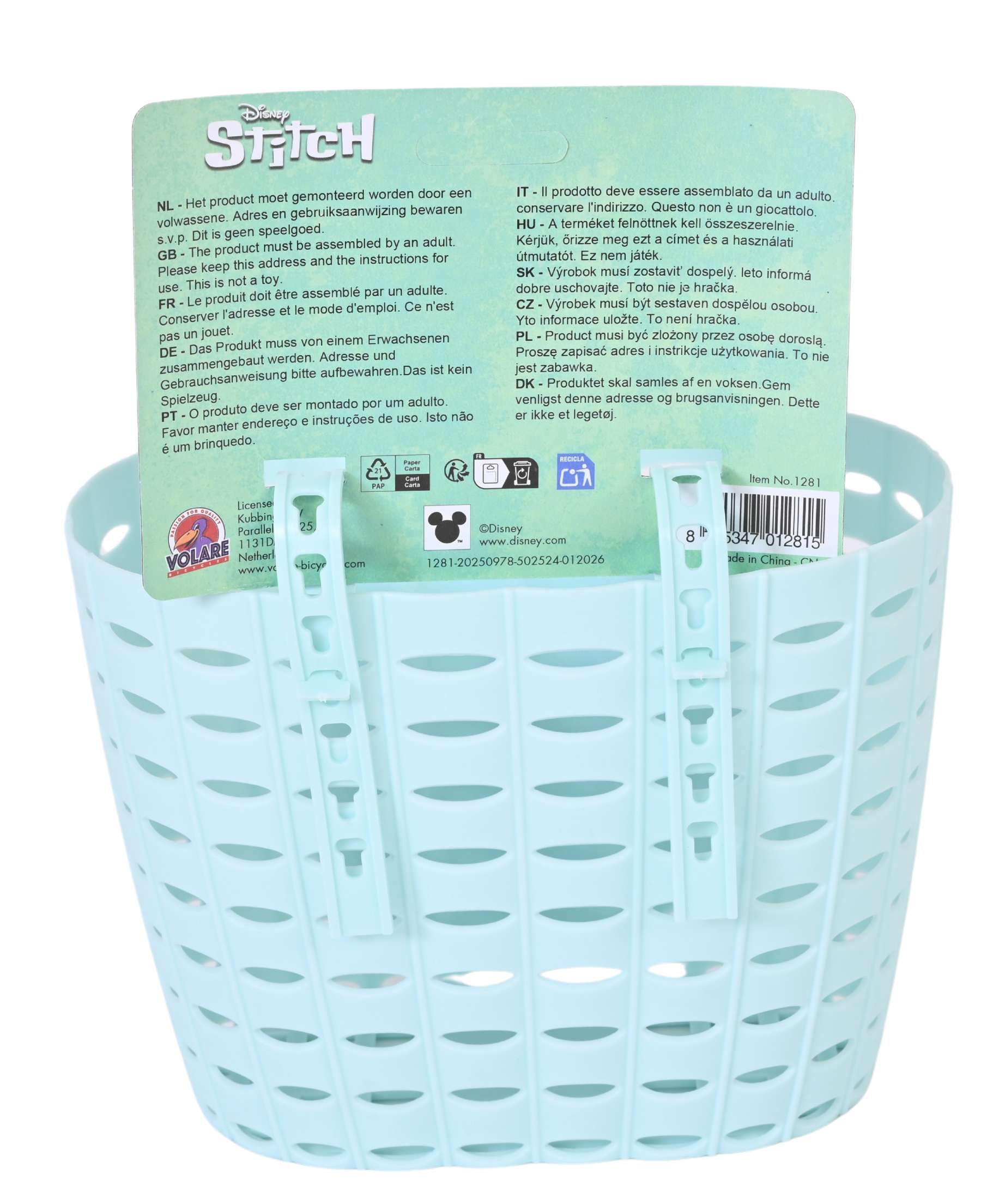 Stich disney stitch plastic mandje - uni - blauw