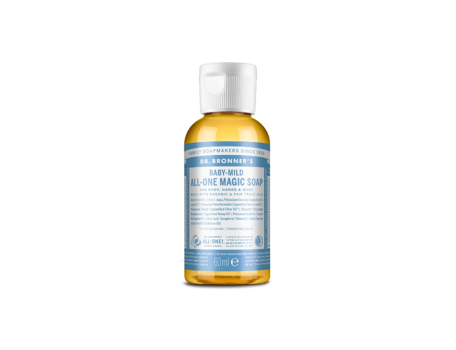 Dr. bronner's vloeibare zeep - pure castilla - baby - parfumvrij - 60 ml