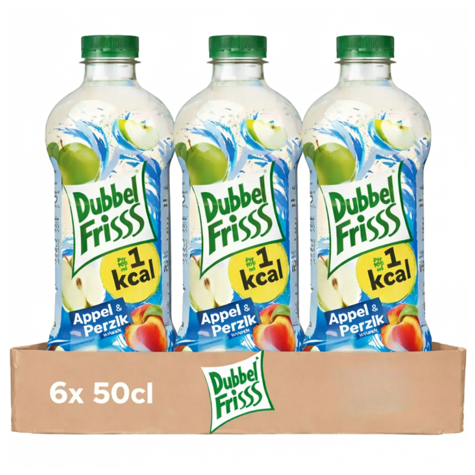 Dubbelfrisss appel perzik 1kcal pet (6x 50cl)