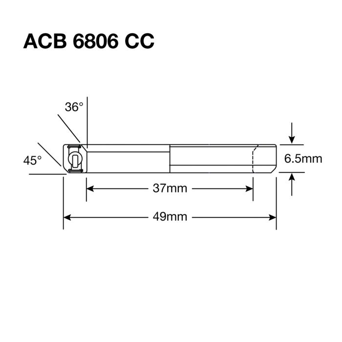 Enduro - lager balhoofd acb 6806 cc 37x49x6.5 (36x45°) zwart
