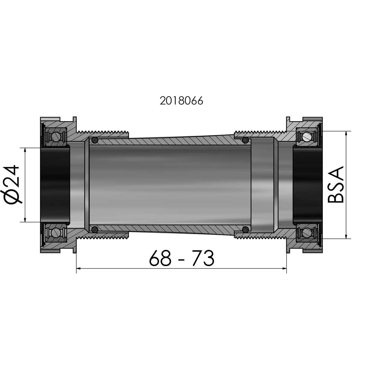 Bottom Bracket Elvedes Shimano MTB ATB 24mm Black
