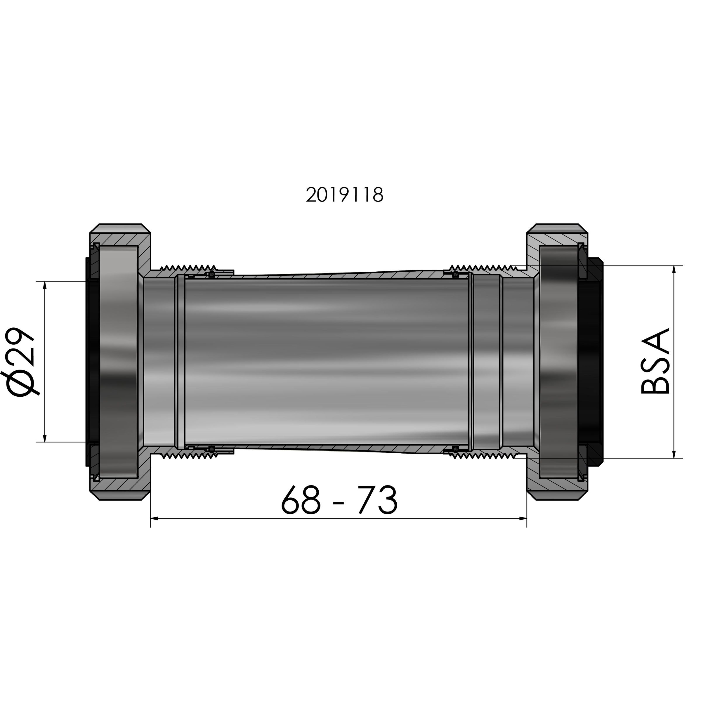 Bottom bracket Elvedes SRAM DUB BSA for Road MTB