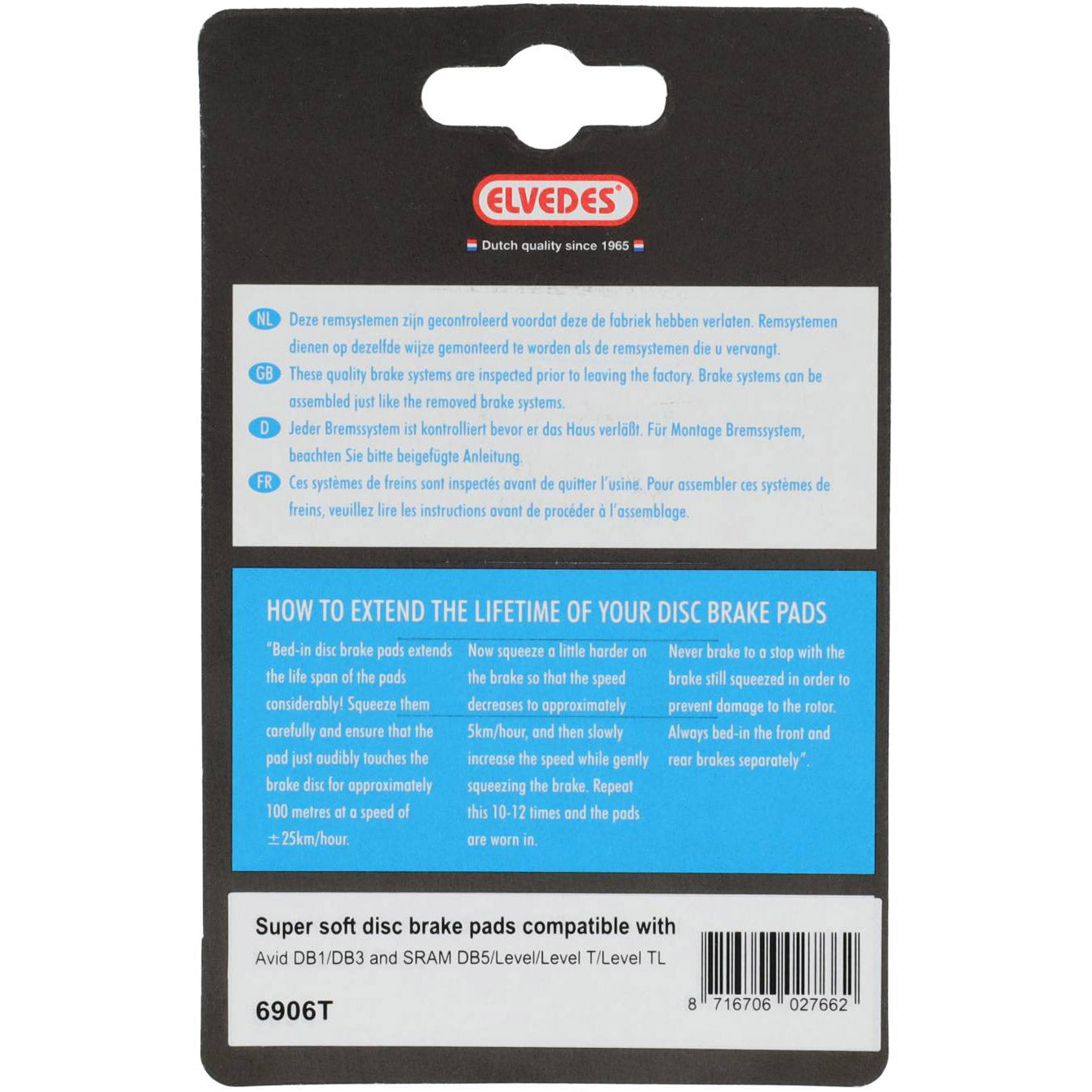 Elvedes schijfremblokken gretig | 6906t | grijs