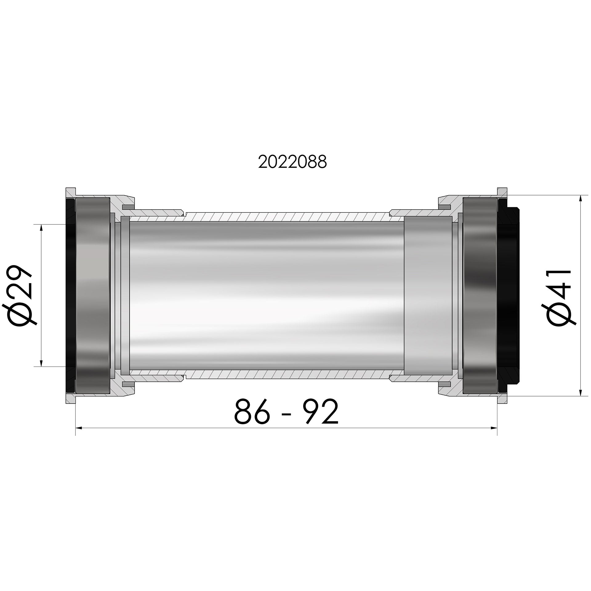 Elvedes trapas sram dub alleen pf bb86 92 41mm