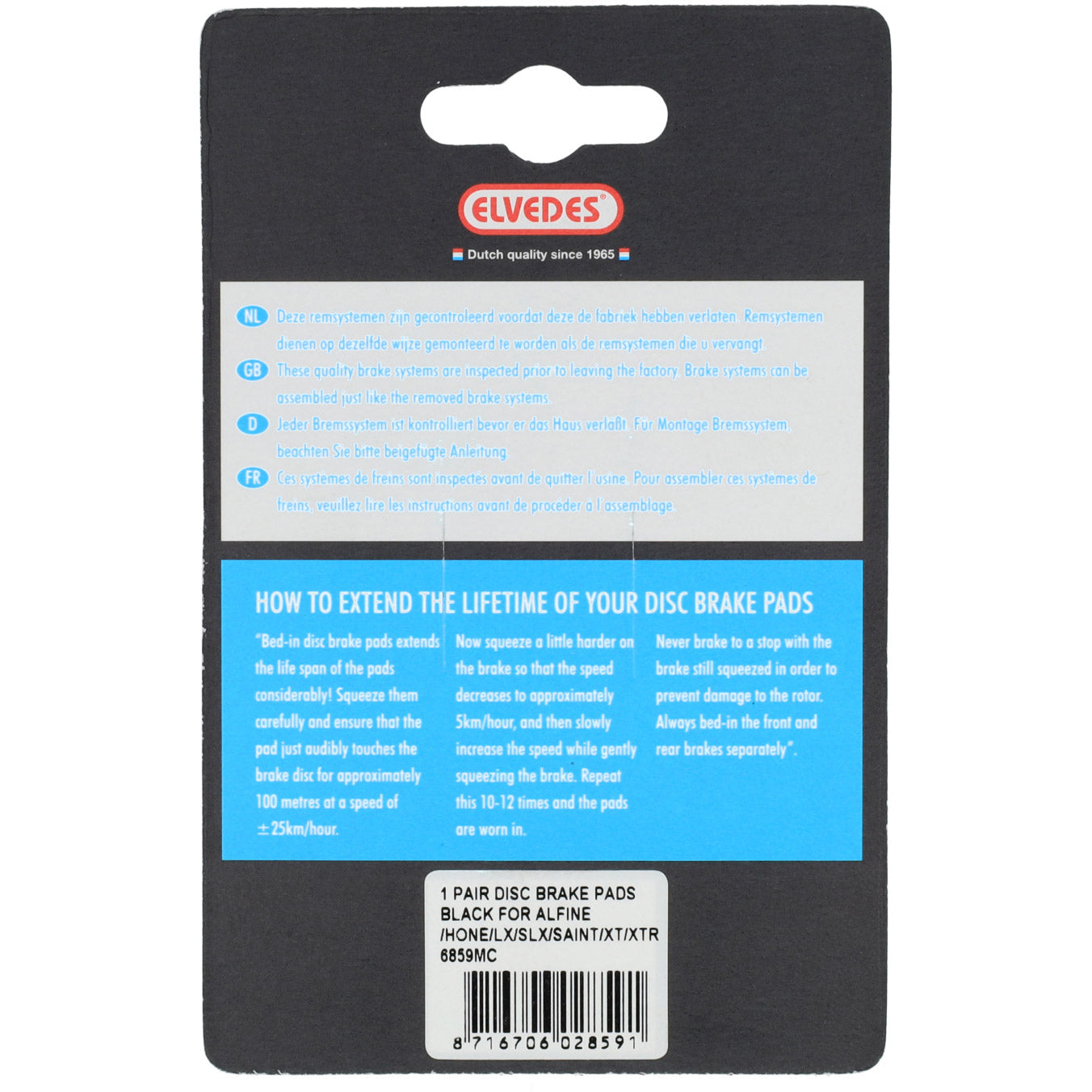 Elvedes schijfremblokset - shimano - carbon metallic compound (semi metal pads) - 1 paar