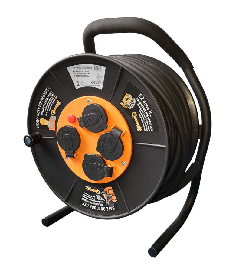 Qwattpro kabelhaspel 25mtr 3x2.5 er-300ez 4-voudig