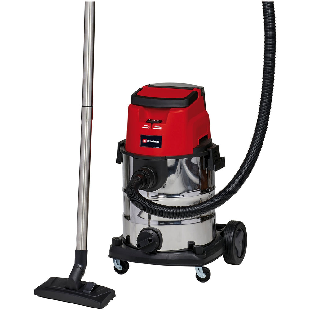Einhell accu nat- droogzuiger te-vc 36 25 li s-solo nat- en droogzuiger (rood roestvrij staal, accu en oplader niet inbegrepen )