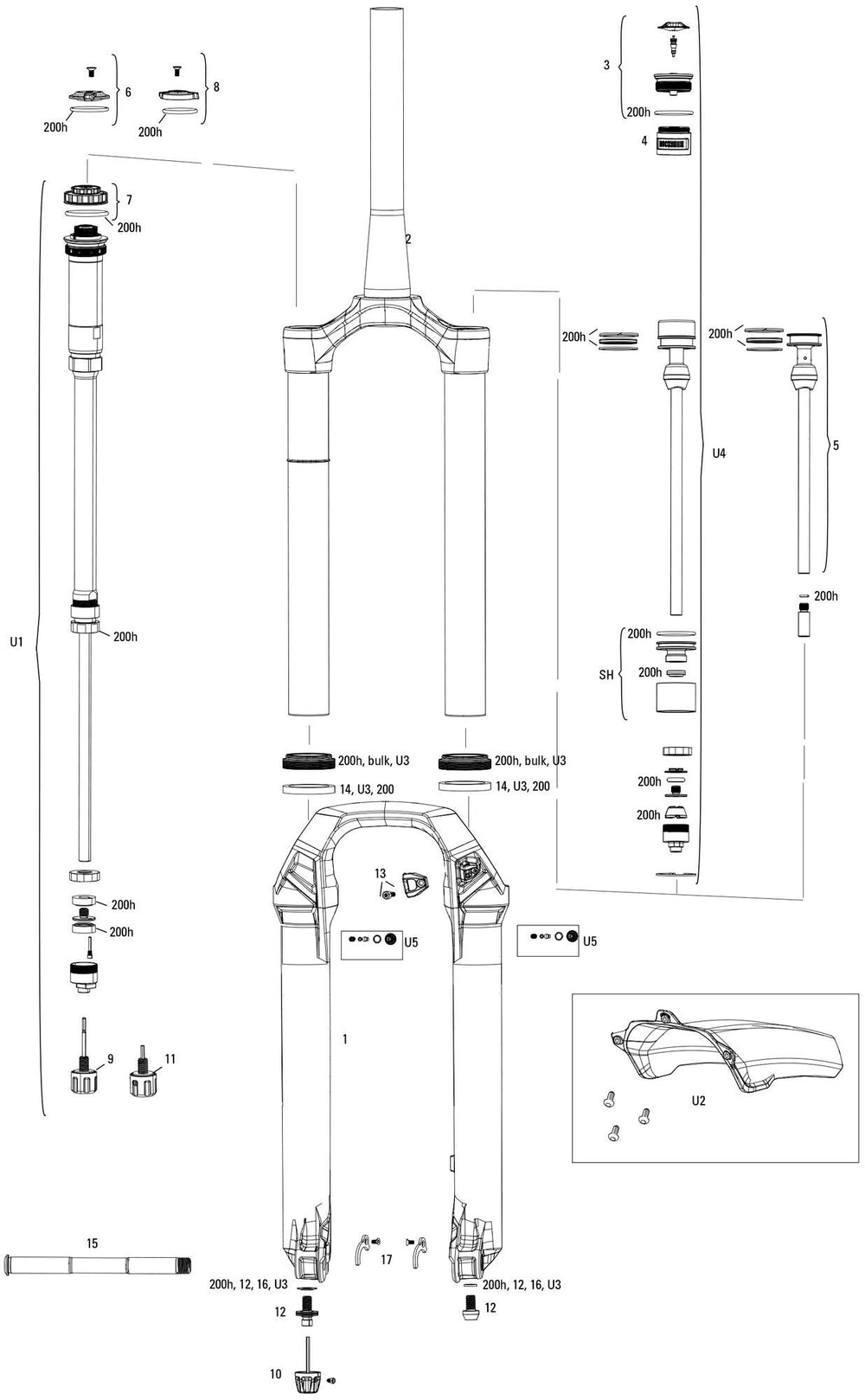 Rockshox verende voorvork lyrik ultimate rc2 sus.fork rs lyrik ult.rc2 27,5 boost red 160mm