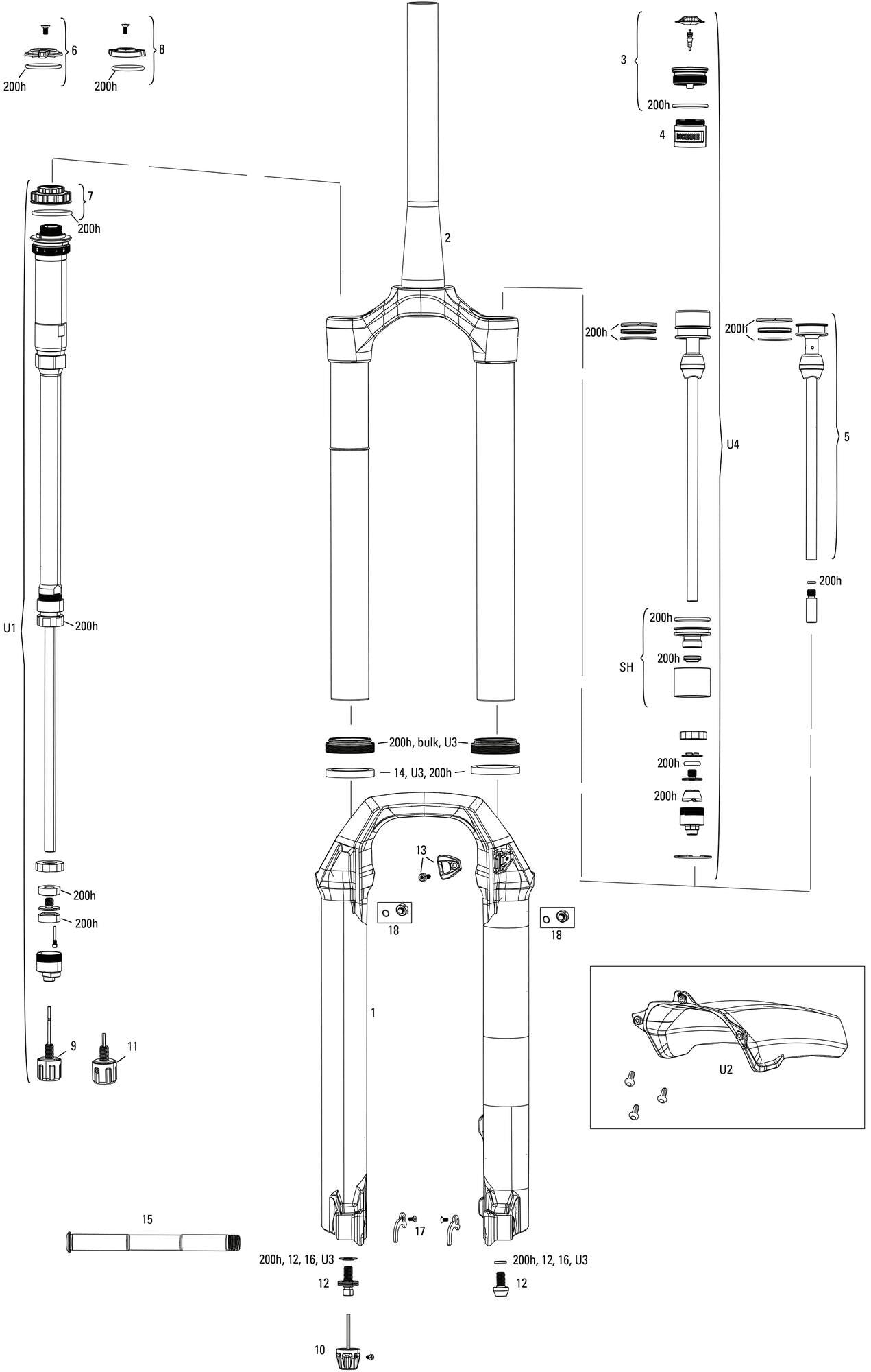 Rockshox verende voorvork pike ultimate rc2 27,5 boost susp.fork rs pike ult.rc2 27,5 120mm silver
