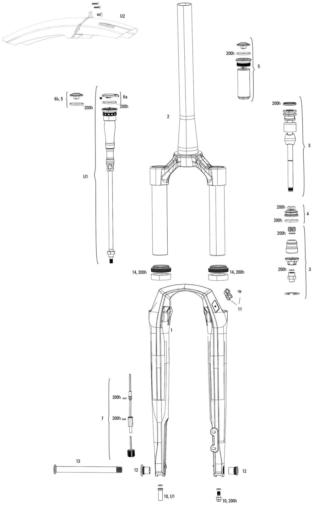 Rockshox federgabel rudy ultimate race day 2 xplr rs suspension fork rudy u rd2 700c black 40 mm