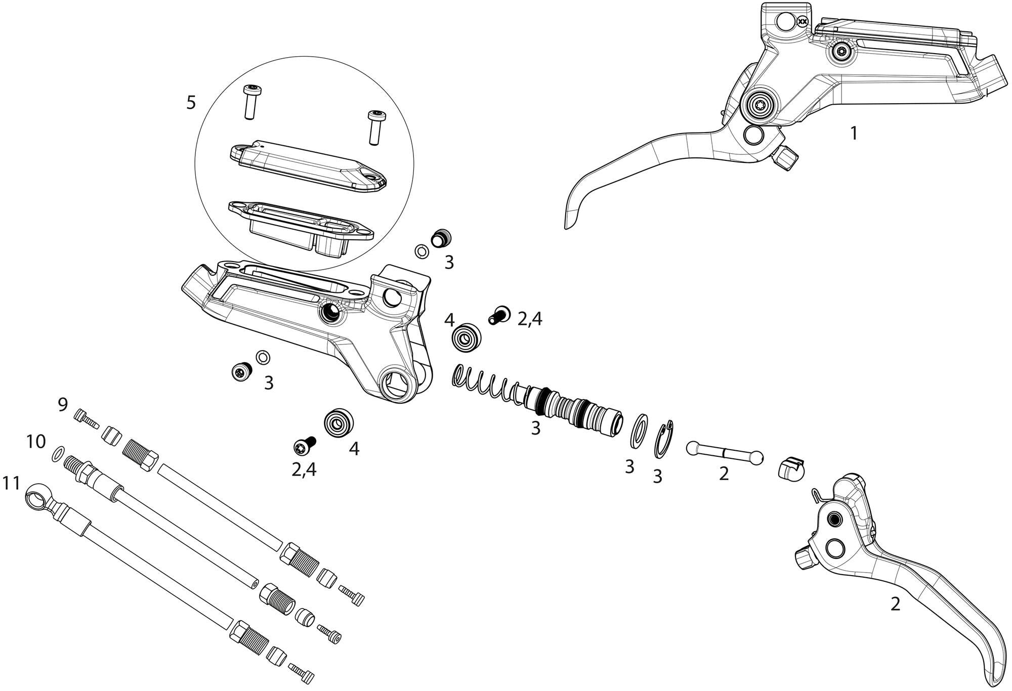 Sram schijfrem level ultimate stealth s-brake level ult stealth 2p fr 950mm