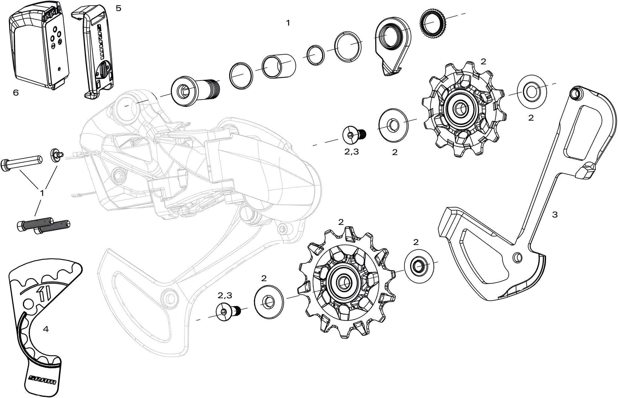 Sram schaltwerk x01 eagle axs rear derail. x01 eagle axs 52t red