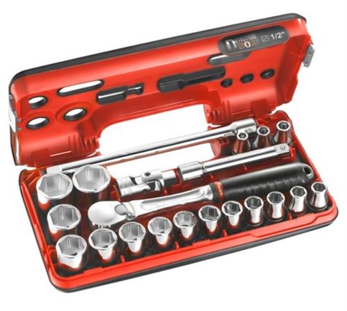 Facom comp doos 1 2’’6-kant met ratel met stofd. kop