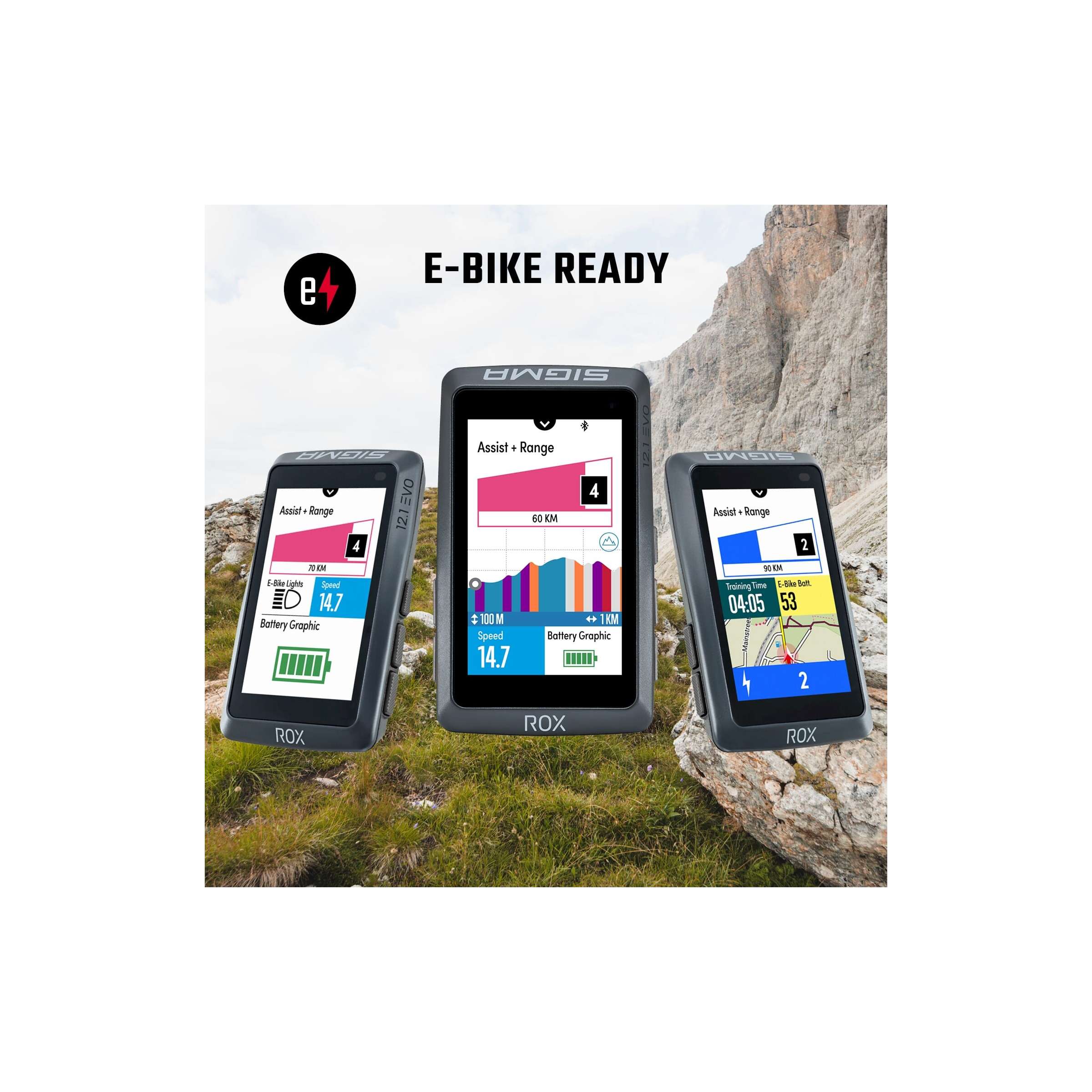 Sigma Fietscomputer ROX 12.1 EVO Nachtgrijs Set sensoren