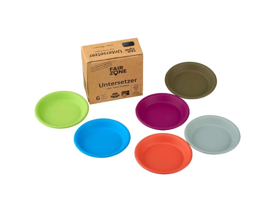 Fairzone onderzetters voor plantenpotten - gekleurd rubber - 6 stuks