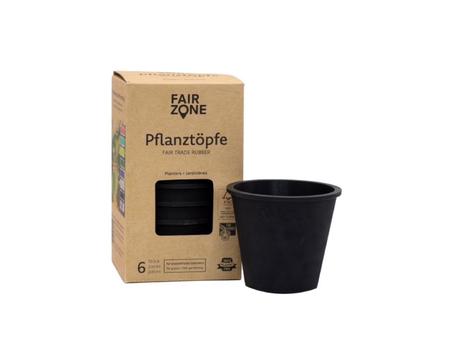 Fairzone plantenpotten - natuurrubber - zwart - 6 stuks