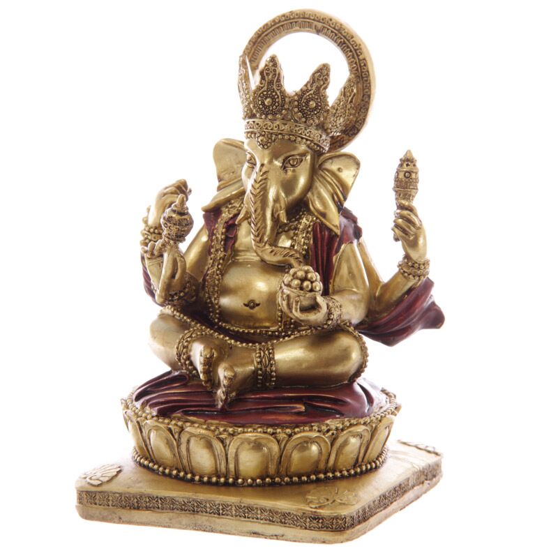Goudkleurig ganesh beeldje 14cm