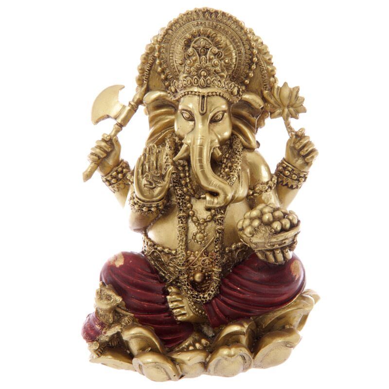 Goud rood ganesh beeld 16cm